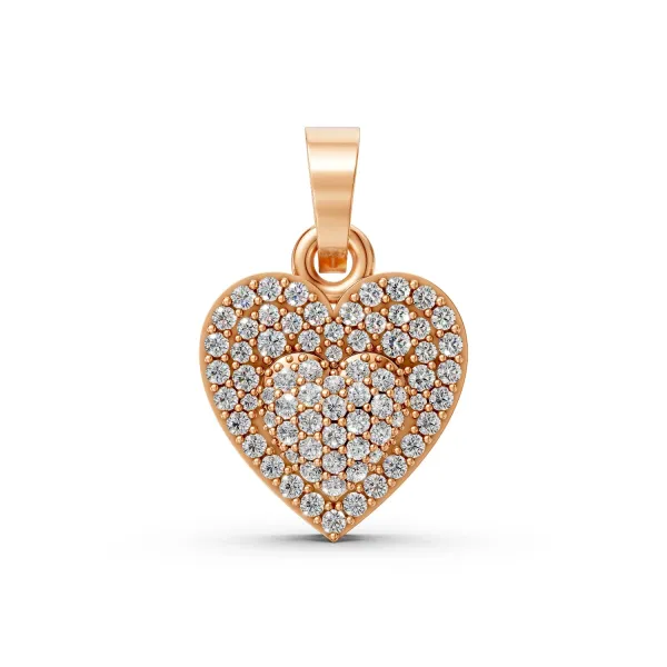 10K Rose Gold Heart Shaped 0.32 Ct Natural Diamond Pendant