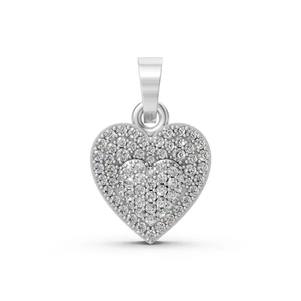 10K White Gold Heart Shaped 0.32 Ct Natural Diamond Pendant
