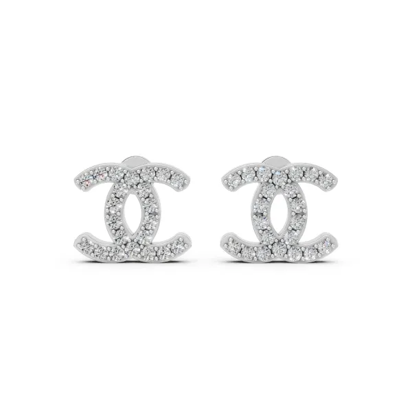 Natural Diamond CC Stud Earrings
