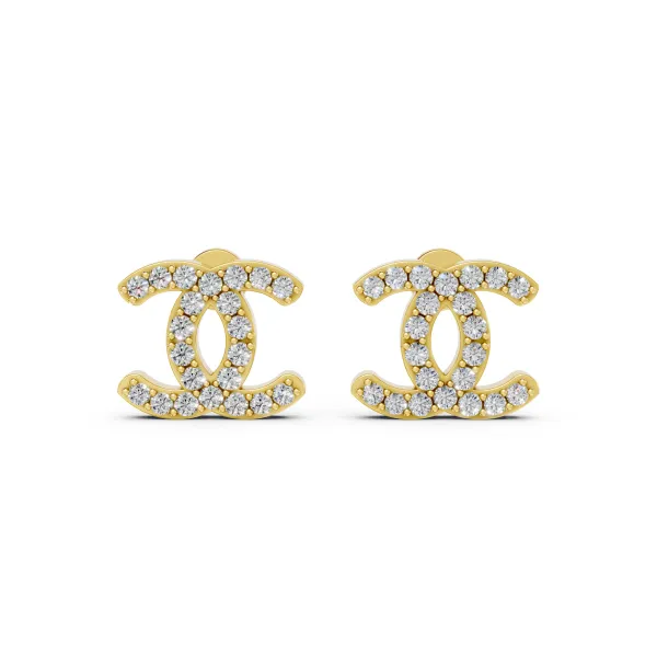 Natural Diamond CC Stud Earrings