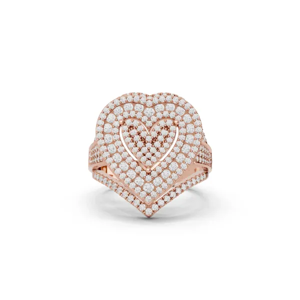 Nyla 10K Rose Gold Romantic Heart Shape Round Natural Diamond Ring
