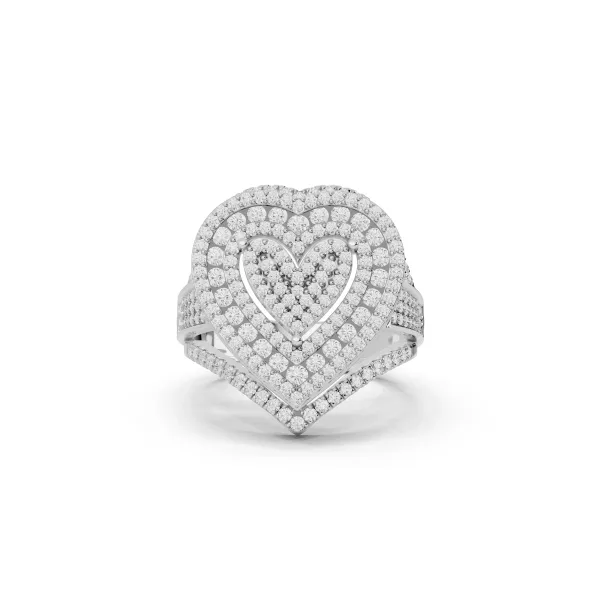 Nyla Romantic Heart Shape Round Natural Diamond Ring