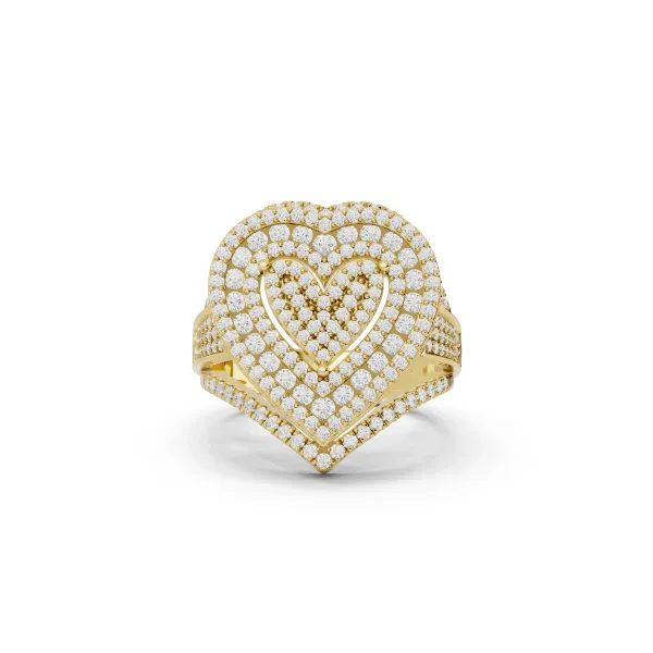 Nyla 10K Yellow Gold Romantic Heart Shape Round Natural Diamond Ring
