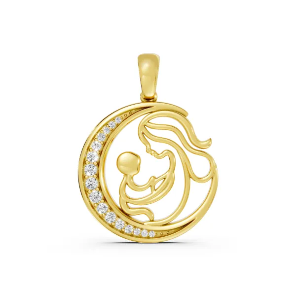 Mother And Child Emotional Natural Diamond Pendant