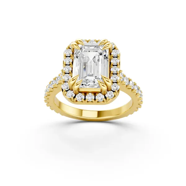 Emerald Cut Lab Ggrown Diamond Halo Engagement Ring