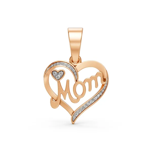 10K Rose Gold Mom Heart Natural Diamond Pendant
