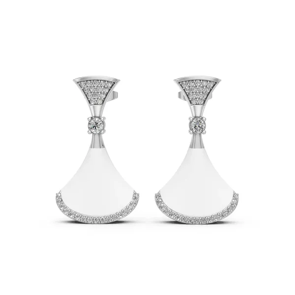 Mother Of Pearl Natural Diamond Earrings