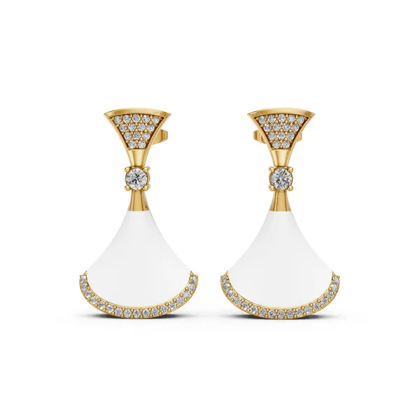 Mother Of Pearl Natural Diamond Earrings