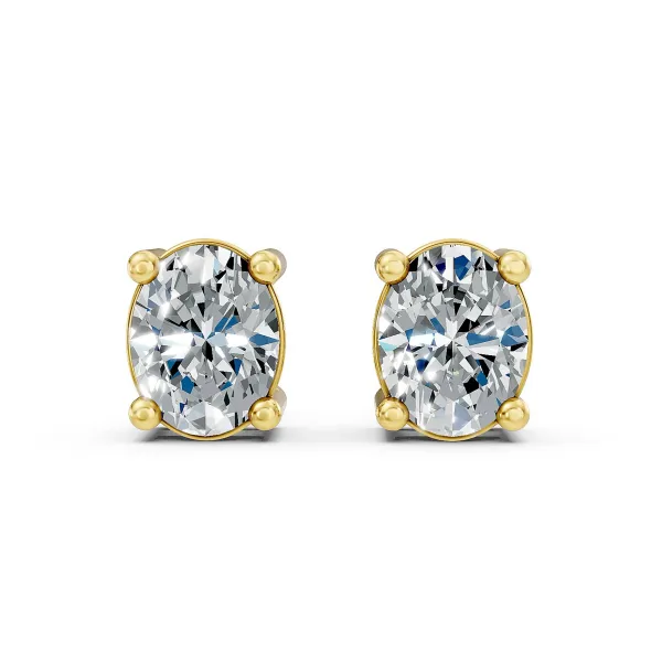 Oval Natural Diamond Solitaire Earrings