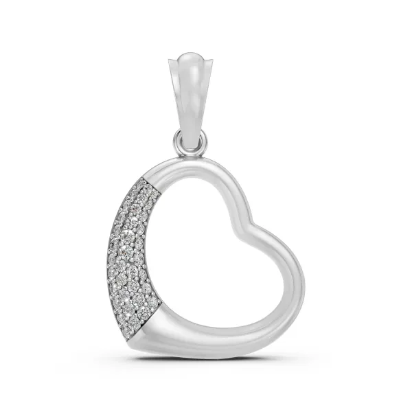 10K White Gold Natural Diamond Studded Heart Shaped Pendant