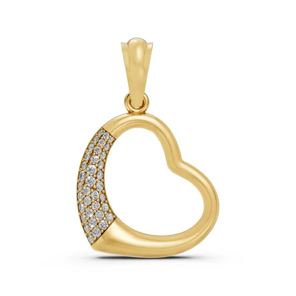 Natural Diamond Studded Heart Shaped Pendant