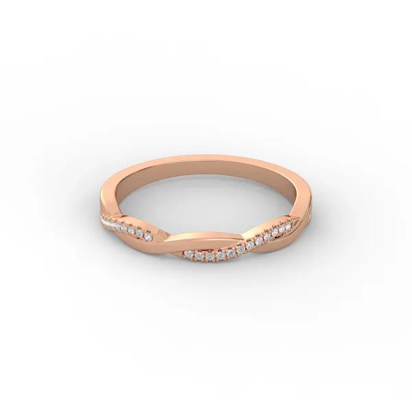 Luciana 10K Rose Gold Designer Curved Natural Diamond Ring