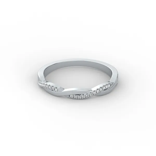Luciana 10K White Gold Designer Curved Natural Diamond Ring
