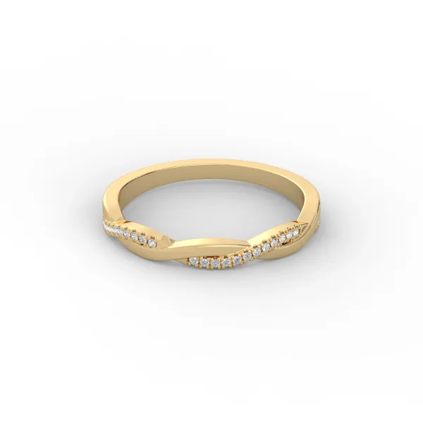 Luciana 10K Yellow Gold Designer Curved Natural Diamond Ring