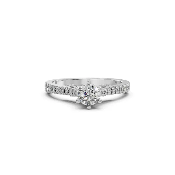 Central Round Natural Diamond Engagement Ring