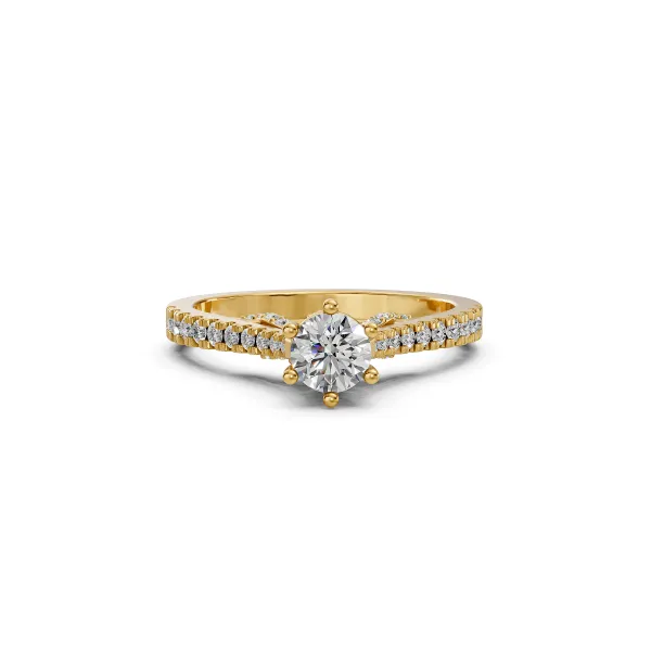 Central Round Natural Diamond Engagement Ring