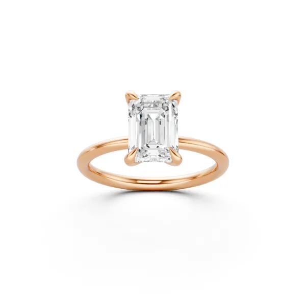 Aliz 10K Rose Gold 1.5 CT Emerald Shape Lab Grown Diamond Engagement Ring