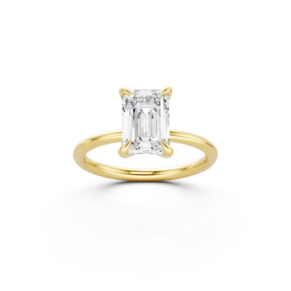 Aliz 10K Yellow Gold 1.5 CT Emerald Shape Lab Grown Diamond Engagement Ring