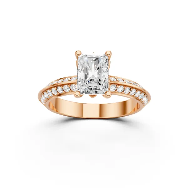 Fiorella 10K Rose Gold Radiant Lab Grown Diamond Engagement Ring