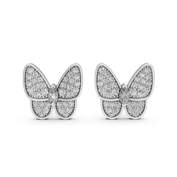 Butterfly Shape Natural Diamond Stud Earrings
