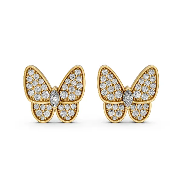 Butterfly Shape Natural Diamond Stud Earrings