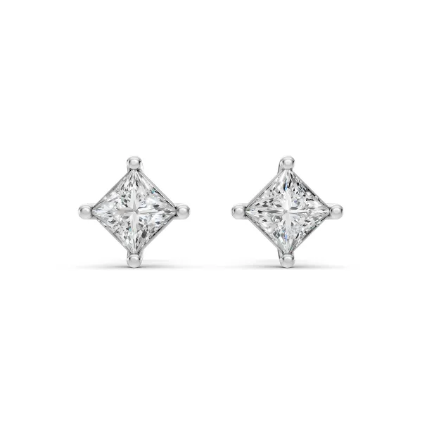 Cleo Elegant Princess Cut Natural Diamond Solitaire Earrings