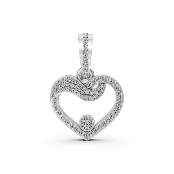 10K White Gold Entwined In Love Heart Design Natural Diamond Pendant