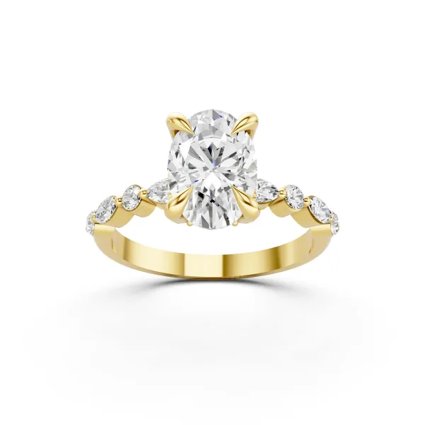 Marquise And Round Side Lab Grown Diamond Engagement Ring