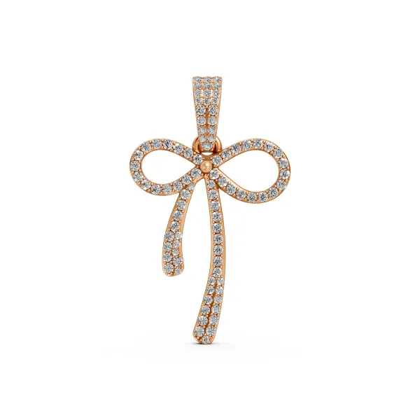 10K Rose Gold Natural Diamond Bow Pendant