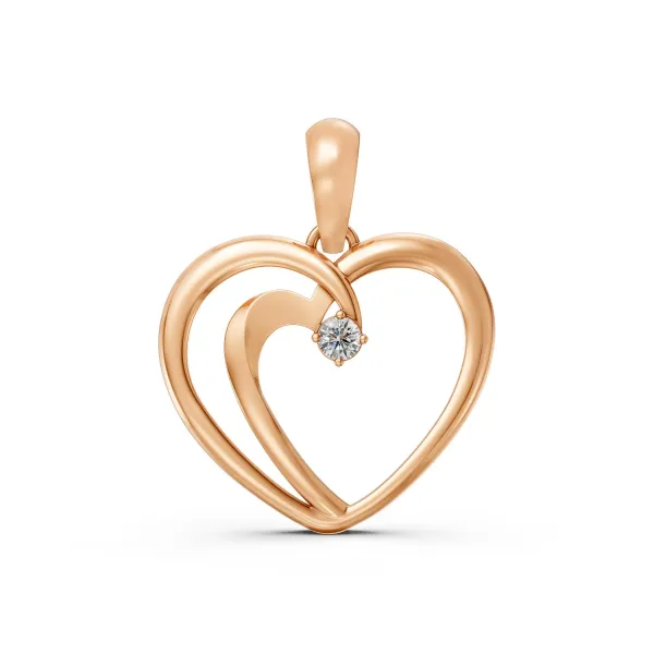 10K Rose Gold Women'S Heart Shaped Natural Diamond Pendant