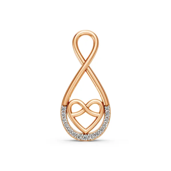 10K Rose Gold Natural Diamond Infinity Heart Pendant