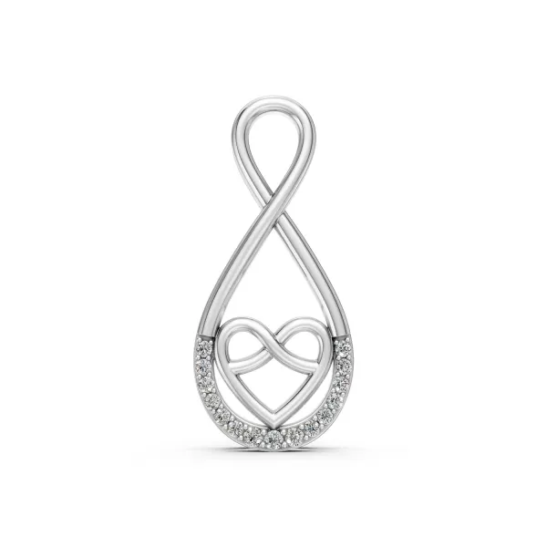 10K White Gold Natural Diamond Infinity Heart Pendant