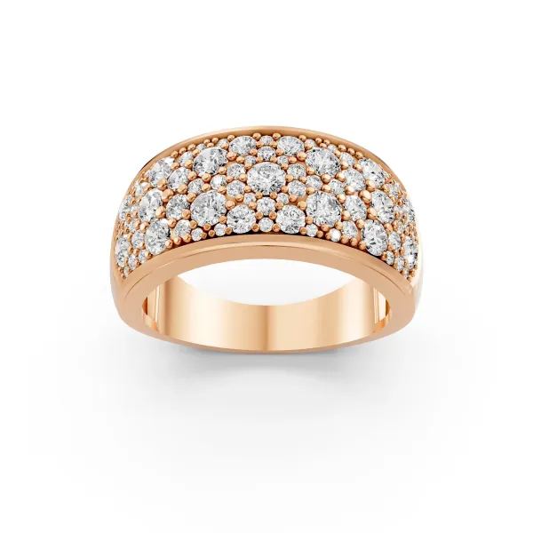 Mila 10K Rose Gold 1.04 CT Round Shape Natural Diamond Cluster Ring For Unisex