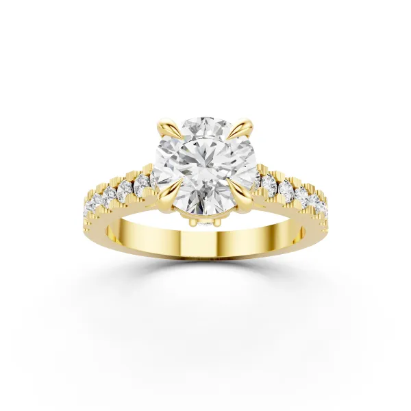 Round Lab Grown Center Diamond Double Side Diamond Ring