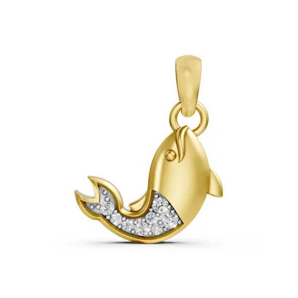 Dolphin Motif Natural Diamond Pendant