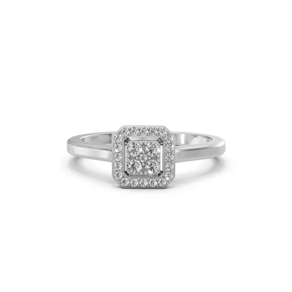 Amal 0.19 CT Natural Diamond Cluster Engagement Ring With Halo Design
