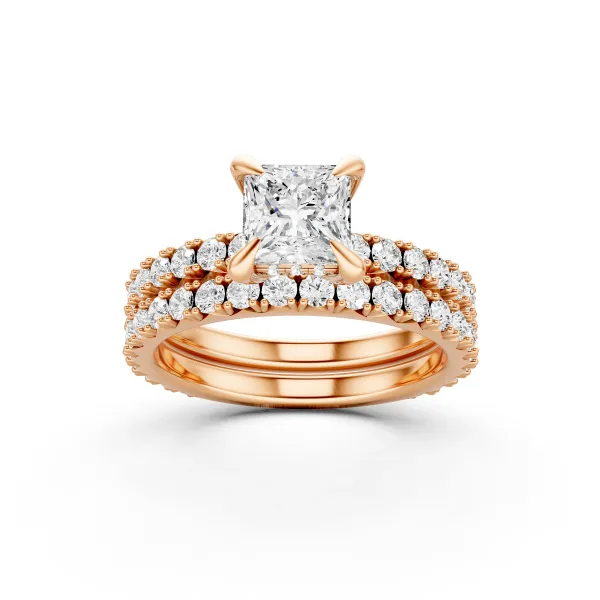 10K Rose Gold Princess Cut Lab Grown Diamond Engagement Ring