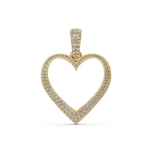 Open Heart Charm Natural Diamond Pendant