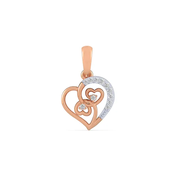 10K Rose Gold Stunning Sweethearts Diamond Pendant