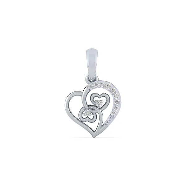 10K White Gold Stunning Sweethearts Diamond Pendant