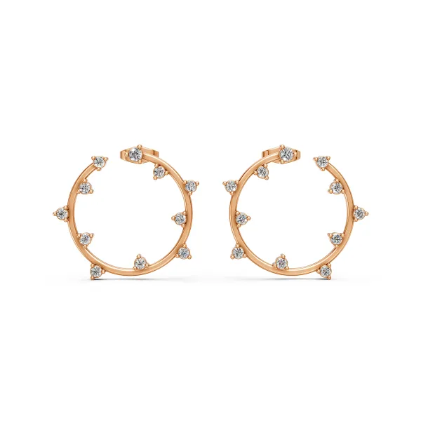 10K Rose Gold Small Natural Diamond Circle Earrings
