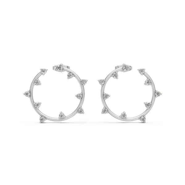 Small Natural Diamond Circle Earrings