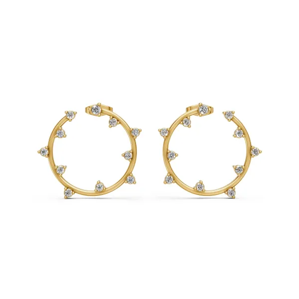 Small Natural Diamond Circle Earrings