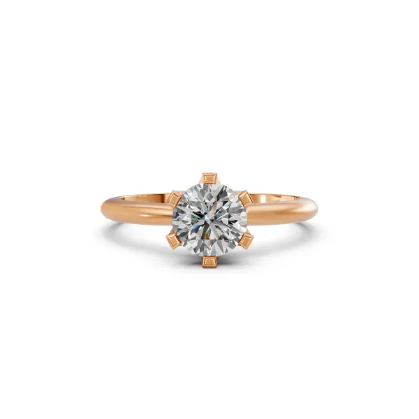Leocadia 10K Rose Gold Elegant 0.5 CT Solitaire Natural Diamond Classic Engagement Ring For Women