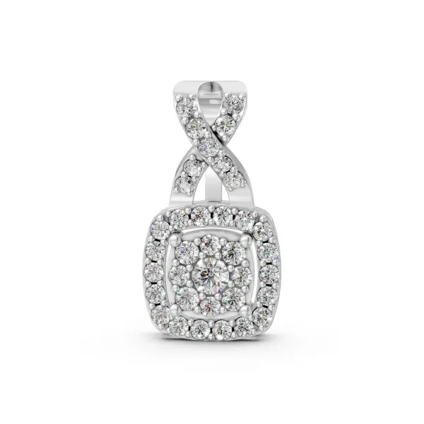 10K White Gold Halo Infinity Natural Diamond Pendant