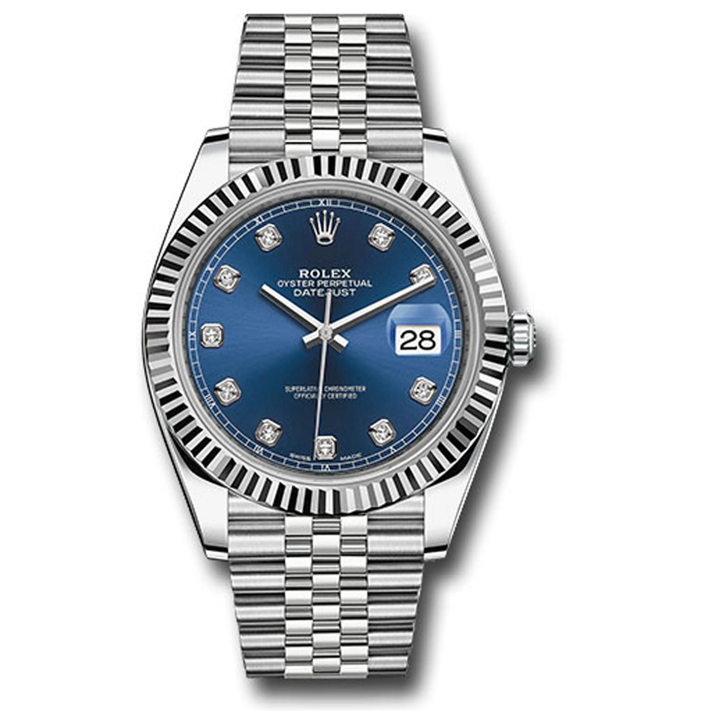 Rolex Datejust 41 Blue Diamond Dial On Jubilee Ref 126334 With New Style Card White 2020