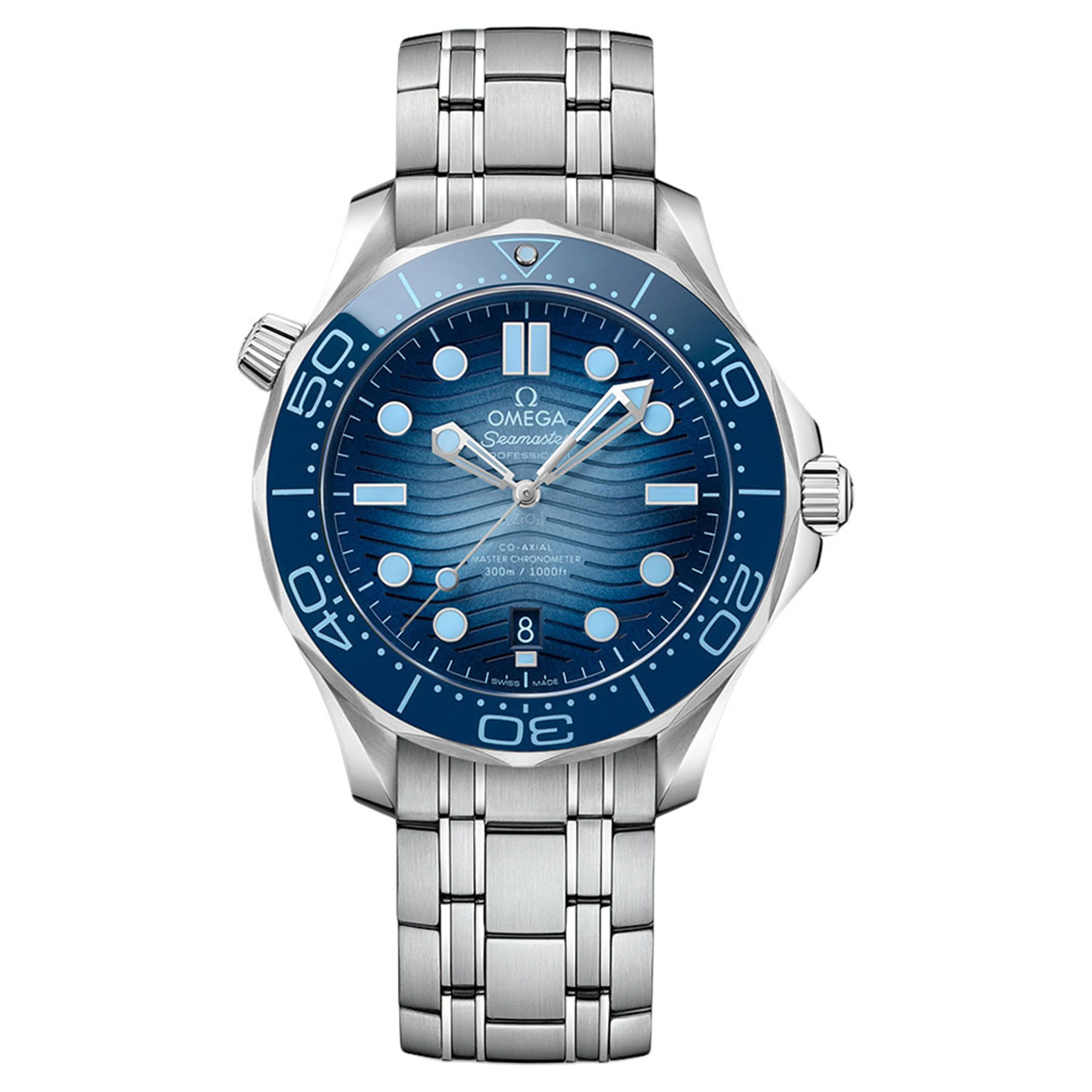 Omega Seamaster Diver 300M Co-Axial Master Chronometer Blue Dial on Bracelet Ref 210.30.42.20.03.003 with Card