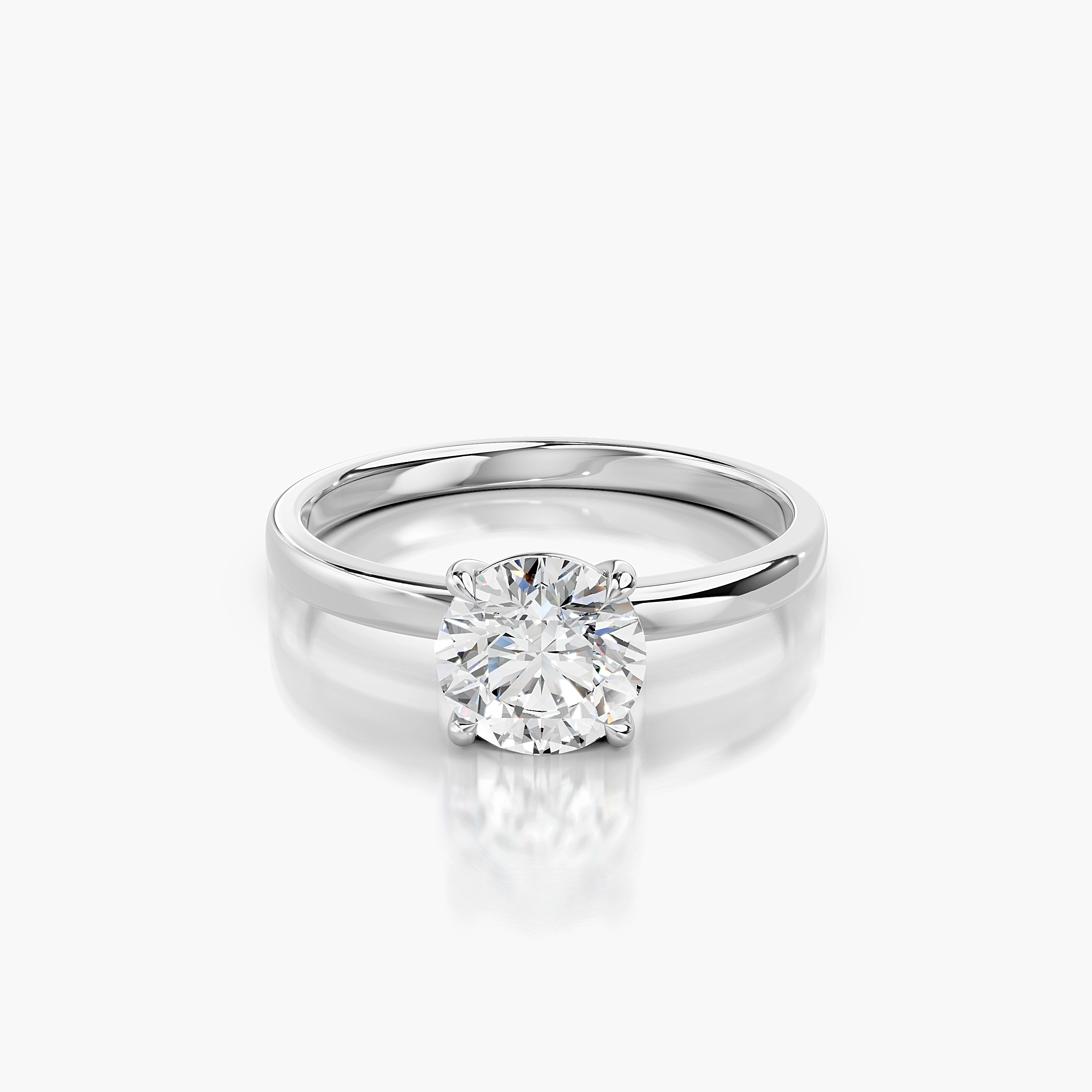 Ren 1 CT Lab Grown Diamond Round Cut Solitaire Engagement Ring