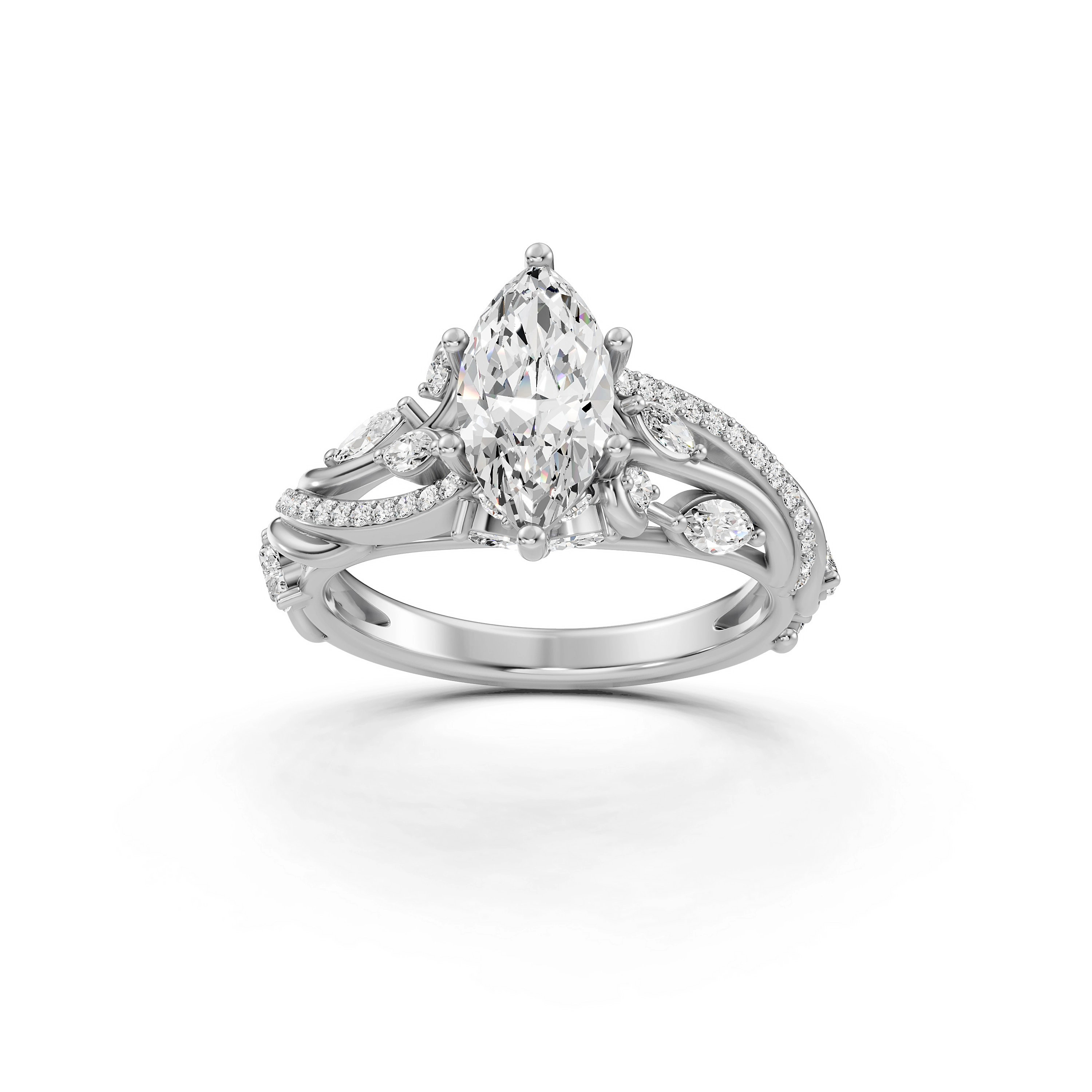 Antonella Marquise Diamond Engagement Ring With Twisted Design