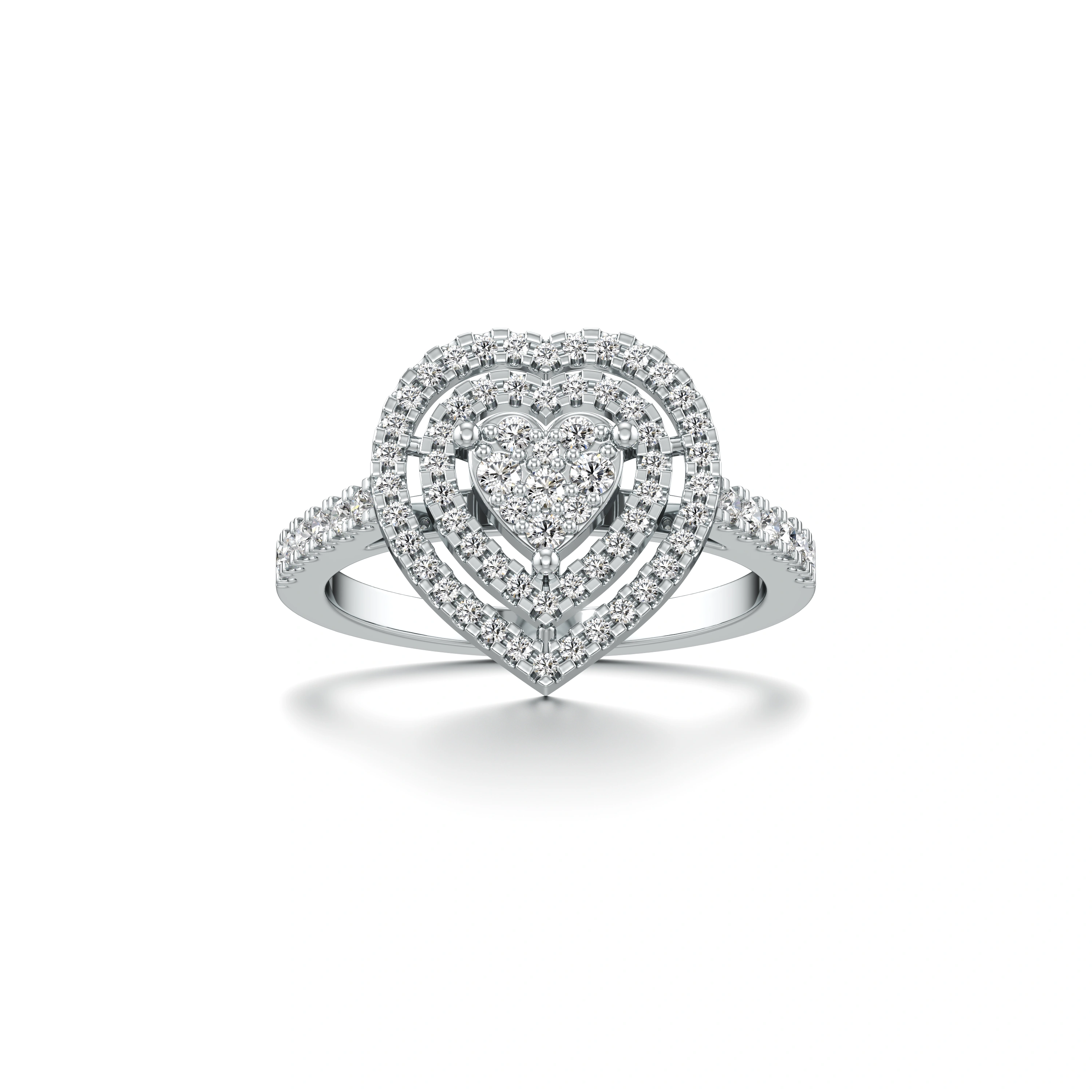 Aster Heart Shape Cluster Natural Diamond Ring With Double Halo